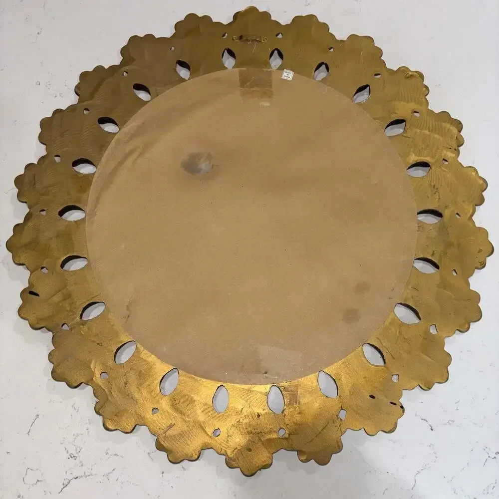 Vintage Ornate Gold Sunburst Wall Mirror Hollywood Regency Acanthus Leaf 21”